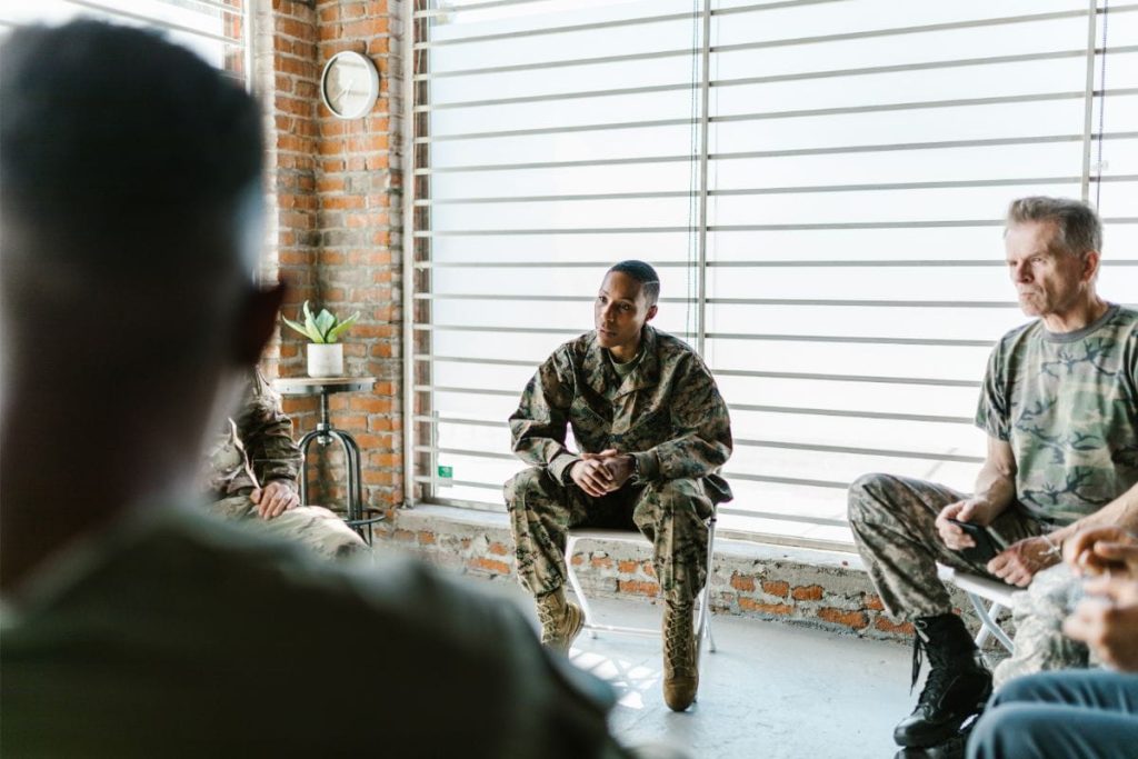 soldiers in peer support group during PTSD treatment in Scottsdale